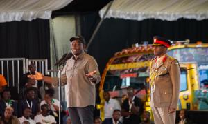 H.E President giving his address.